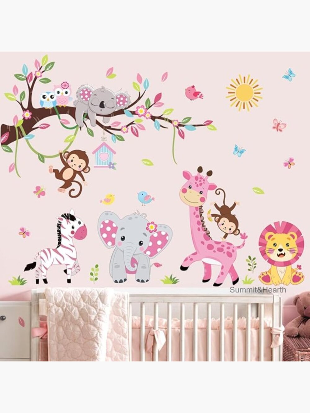 Forest Animal Wall Decals for Kids Room, Self-Adhesive PVC, 35x12 in